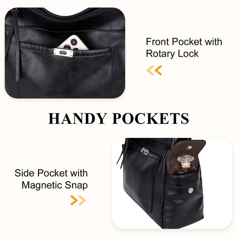 Over Earth Leather Hobo Purses and Handbags for Women Ladies Shoulder Crossbody Purse(O116E-2G Black) Over Earth