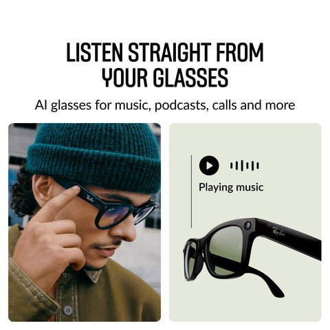 Meta Ray-Ban Glasses, Wayfarer, Matte Black | 12 MP ultra-wide camera for HD photos and video — Open Ear Speakers for music, podcasts and more AI for voice commands and personalized experiences