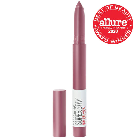 Maybelline Super Stay Ink Crayon Lipstick Makeup, Precision Tip Matte Lip Crayon with Built-in Sharpener, Longwear Up To 8Hrs, Stay Exceptional, Purple Beige, 1 Count MAYBELLINE