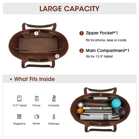 Kattee Genuine Leather Totes for Women Shoulder Bag Top Handle Satchel Purse Set 3pcs 3-in-1 Kattee