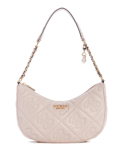 GUESS Marieke Top Zip Shoulder Bag, Light Beige Logo GUESS