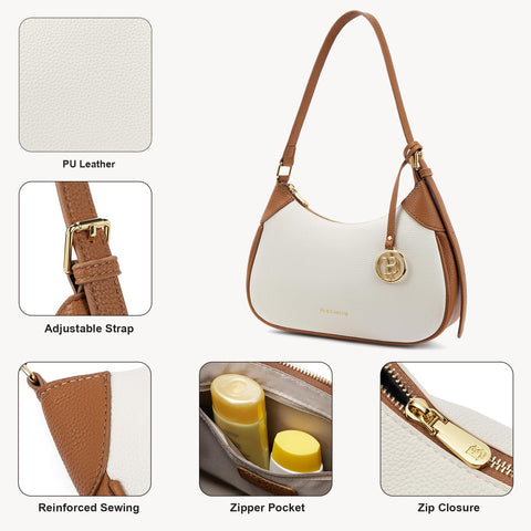 BOSTANTEN Small Purses for Women Trendy Cresent Shoulder Bag Hobo Handbags, Beige BOSTANTEN