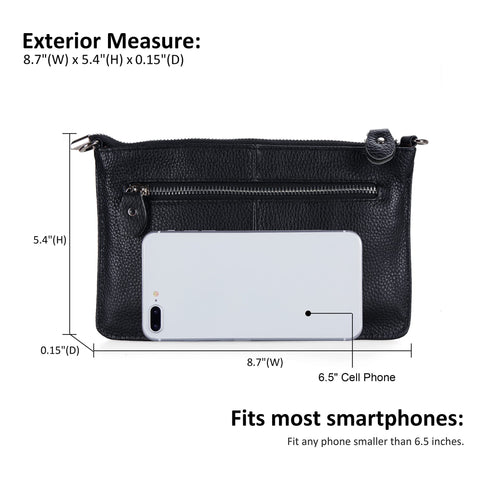 befen Black Women's Genuine Leather Wristlet Clutch Crossbody Phone Bags Wallet Purses and Handbags for Women, Fit Phone 14 Pro Max befen