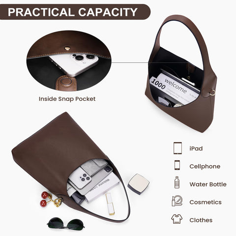 Faux Suede Hobo Bags Vegan Leather Shoulder Bag Tote for Women with Cherry Charm Slouchy Designer Handbag Purse Fall Fashion