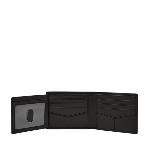 Fossil Men's Derrick Leather RFID-Blocking Bifold with Flip ID Wallet, Black, (Model: ML3681001) Fossil