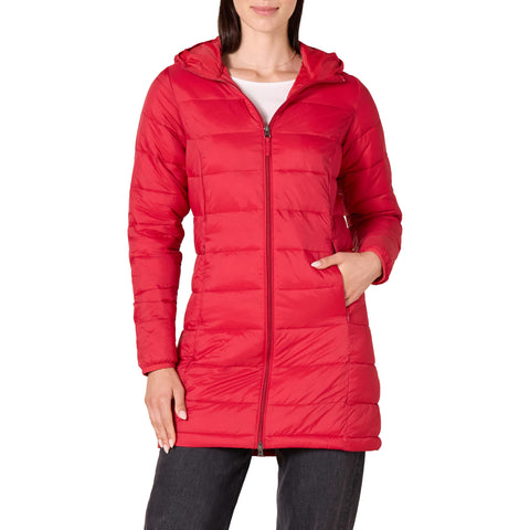 Amazon Essentials Women's Lightweight Full-Zip Water-Resistant Hooded Puffer Coat (Available in Plus Size), Red, XX-Large Amazon Essentials