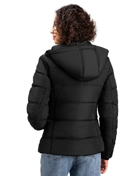 Lylting Women's Winter Down Coats, Black Short Warm Quilted Puffer Winter Jackets for Women Girl with Detachable Hood (US, Alpha, X-Large, Regular, Regular, Balck) Lylting