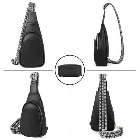 CLUCI Small Sling Bag for Women Crossbody, Faux Leather Trendy Waist Packs with Guitar Strap, Women's Fanny Packs CLUCI