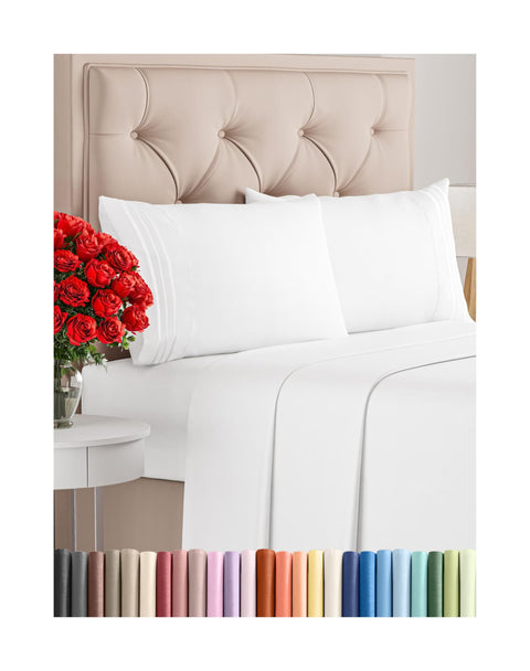 Queen Size 4 Piece Sheet Set - Comfy Breathable & Cooling Bed Sheets Set - Hotel Luxury Bedding for Women, Men, Kids & Teens - Deep Pockets, Easy Secure Fit, Soft and Wrinkle Free - Oeko-Tex - White CGK Unlimited