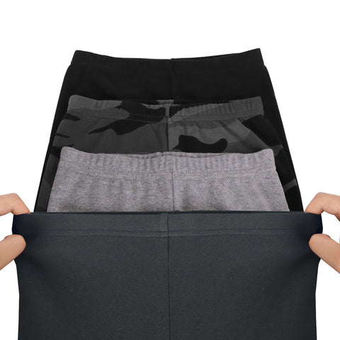 GLASH Kids Boys Cotton Pants, 4 Pack Size 6 Toddler Sweatpants Black/Camo/Heather Grey/Iron Grey