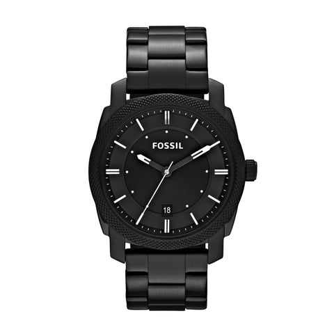Fossil Men's Machine Quartz Stainless Steel Three-Hand Watch, Color: Black (Model: FS4775) Fossil