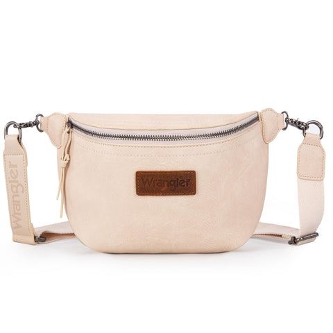 Wrangler Fanny Pack Crossbody Sling Bag for Women Waist Bag Travel Belt Bags Gifts for Women Men, Beige Wrangler