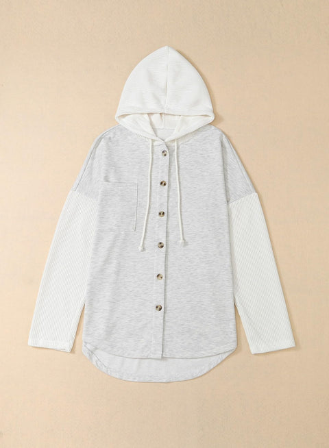 SHEWIN Women's Oversized Sweatshirts for Women Loose Fit Casual Long Sleeve Button Lightweight Hoodies Fall Outfits Women Trendy,US 4-6(S),Gray