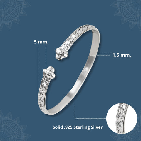 Better Jewelry Solid .925 Sterling Silver Flat West Indian Bangles with Acorn Ends, 1 pair (Made in the USA) Better Jewelry