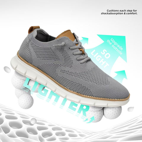 Men's Casual Dress Shoes Fashion Mesh Oxfords Business Walking Work Sneakers Comfortable Lightweight Soft Sole Grey