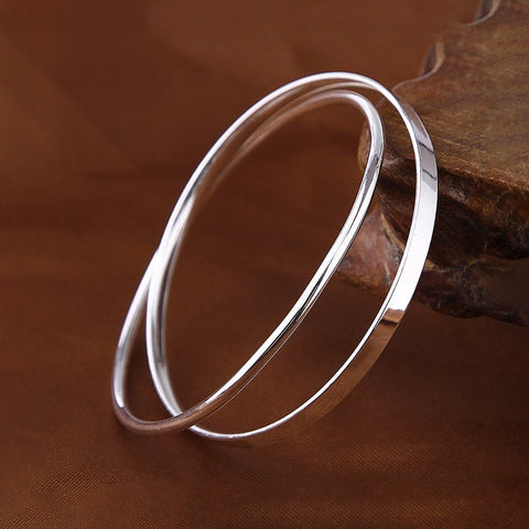 Merdia 990 Solid Sterling Silver Polished and Rough Twisted Bangle Bracelet for Women | Silver Bracelets for Women | 925 Sterling Silver Bracelets for Women | Jewelry Bracelets | Ladies Jewelry 2.36" Merdia