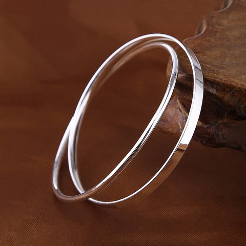 Merdia 990 Solid Sterling Silver Polished and Rough Twisted Bangle Bracelet for Women | Silver Bracelets for Women | 925 Sterling Silver Bracelets for Women | Jewelry Bracelets | Ladies Jewelry 2.36" Merdia