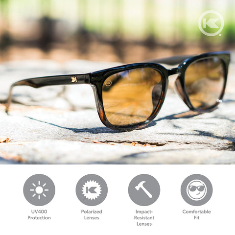 Knockaround Paso Robles Polarized Sunglasses for Women & Men - Impact Resistant Lenses & Full UV400 Protection, Black And Tortoise Shell Frames/Brown Lenses