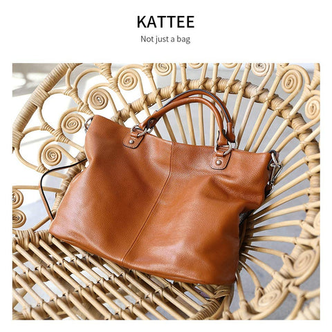 Kattee Women's Soft Genuine Leather Tote Bag, Top Satchel Purses and Handbags Kattee