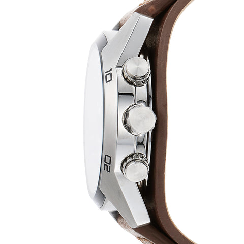 Fossil Men's Coachman Quartz Stainless Steel and Leather Chronograph Watch, Color: Silver, Brown (Model: CH2565) Fossil