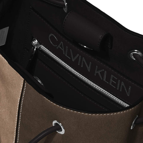 Calvin Klein womens Gabrianna Novelty Bucket Shoulder Bag, Grey Combo, One Size