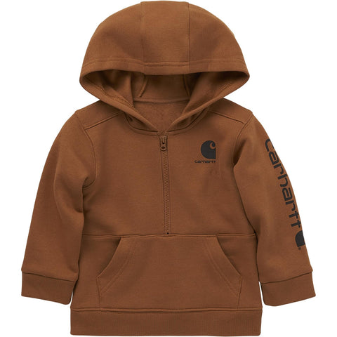 Carhartt Baby Boys Long-Sleeve Half-Zip Hooded Sweatshirt, Carhartt Brown, Toddler 4T