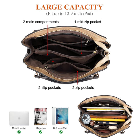 Over Earth Genuine Leather Shoulder Tote Bag for Women Soft Hobo Womens Purses and Handbags(O191E Black/Gold) Over Earth