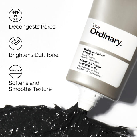 The Ordinary Salicylic Acid 2% Masque, Clarifying Charcoal & Clay Mask for Blemish-Prone Skin, 1.7 Fl Oz