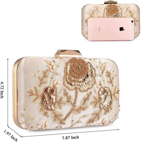 UBORSE Embroidery Sequin Beaded Clutch Purses for Women Evening Bags Formal Party Wedding Purses Prom Cocktail Party Handbags UBORSE