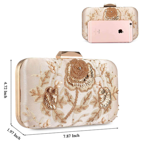 UBORSE Embroidery Sequin Beaded Clutch Purses for Women Evening Bags Formal Party Wedding Purses Prom Cocktail Party Handbags UBORSE