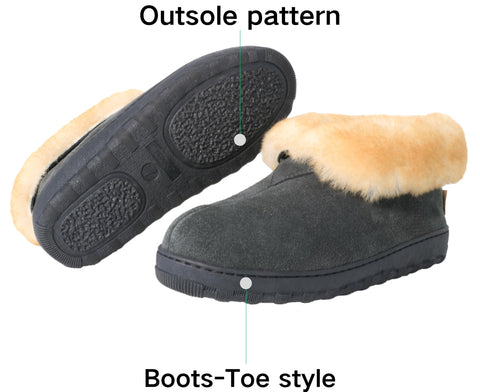 PEDOQU Men's slippers cozy boots suede leather upper sheepskin collar & shearling lined memory foam slip on warm house shoes indoor/uutdoor loafer slipper for men