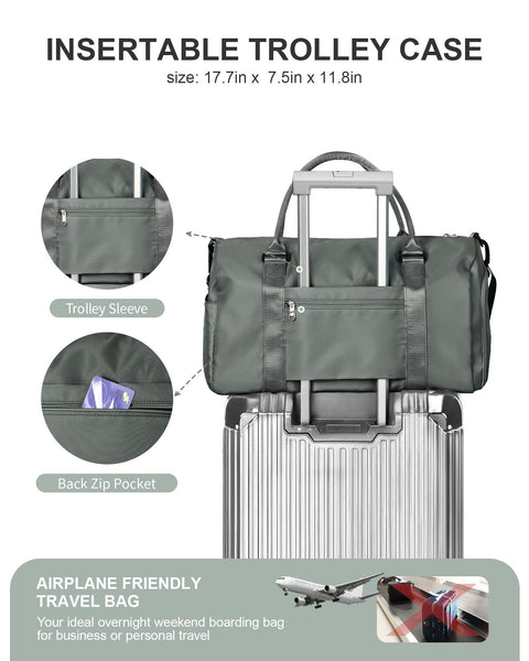 Gym Bag Womens Mens with Shoes Compartment and Wet Pocket,Travel Duffel Bag for Plane,Sport Gym Tote Bags Swimming Yoga,Waterproof Weekend Overnight Carry on Bag Hospital Holdalls WISEPACK