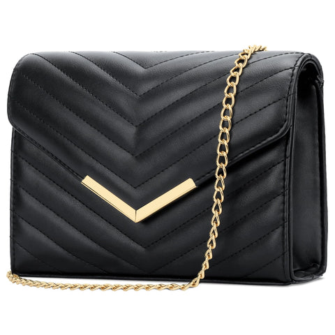 KKXIU Women Formal Vegan Leather Evening Envelope Clutch Purses and Handbags for Party Wedding Prom Bridal (A-Black) KKXIU