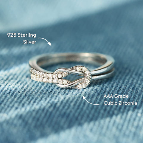 Story Jewellery Promise Rings for Women, Sterling Silver Cubic Zirconia Infinity Knot Wedding Engagement Statement Rings, Birthday Christmas Valentine’s Day Gifts for Women (US Size 07) STORYJEWELLERY