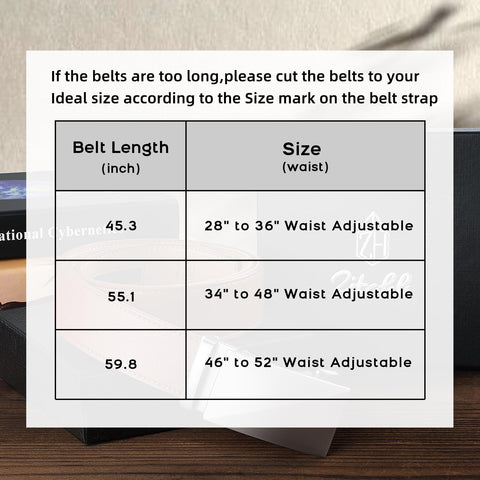 Zitahli Ratchet Belt for Men - 2 Packs Leather Mens belt For Gift Men Dress and Casual,Trim to Fit Size 34"-48"