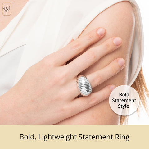 MAX + STONE Boho Sterling Silver Domed Twist Cocktail Ring for Women | Large Sterling Silver Statement Ring for Women | Chunky & Hypoallergenic 925 Sterling Silver Rings for Women | Size 8 MAX + STONE