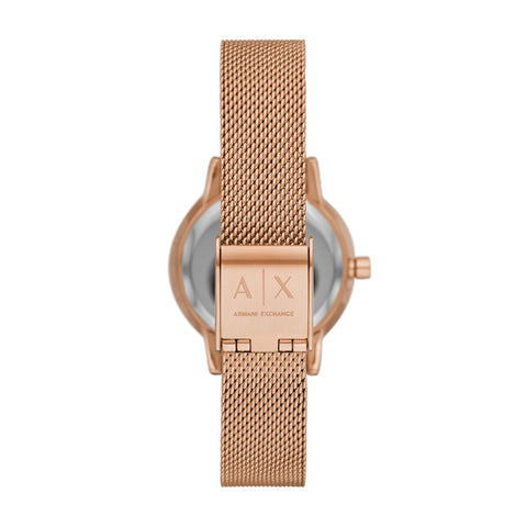 A｜X ARMANI EXCHANGE Women's Rose Gold-Tone Stainless Steel Mesh Watch and Bracelet Gift Set (Model: AX7121) Armani Exchange