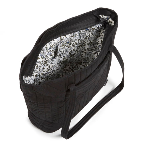 Vera Bradley Women's Cotton Small Vera Tote Bag, Black, One Size Vera Bradley