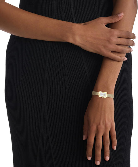 Calvin Klein Women's CK Styled Wristwatch, Gold Plated, Mesh Bracelet, Rectangular Case, Feminine Look, (Model:25200396) Calvin Klein