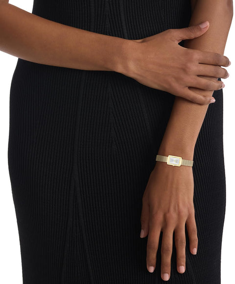 Calvin Klein Women's CK Styled Wristwatch, Gold Plated, Mesh Bracelet, Rectangular Case, Feminine Look, (Model:25200396) Calvin Klein