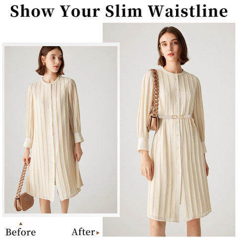 JASGOOD Women Skinny Elastic Belt for Dresses,Thin Retro Stretch Waist Belt with Golden Buckle 3 Pack,Black+Brown+Beige