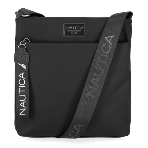 Nautica Women's Diver Nylon Small Women's Crossbody Bag Purse with Adjustable Shoulder Strap in Black Enamel