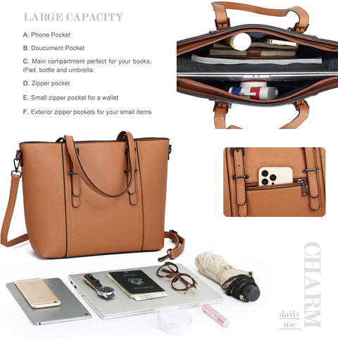 DMICXEL Women Purses and Handbags Tote Shoulder Bag Top Handle Satchel Bags for Ladies, Brown, One Size DMICXEL