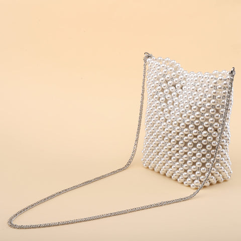 CHIC DIARY White Pearl Purse Crossbody Bag for Women Shoulder Handbag Beaded Clutch Evening Bag for 1920s Party Wedding CHIC DIARY