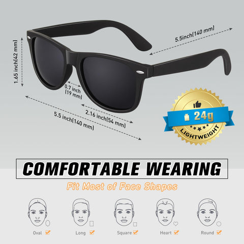 CGID Sunglasses Men Womens Polarized Lightweight Retro Black Shades UV400 Driving Fishing Golf