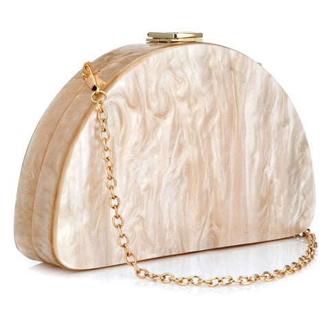 YYW Clutch Purses Women Semicircle Evening Bag Crossbody Bag for Women Elegant Handbags for Wedding Cocktail Party Prom Banquet (Peach) YYW