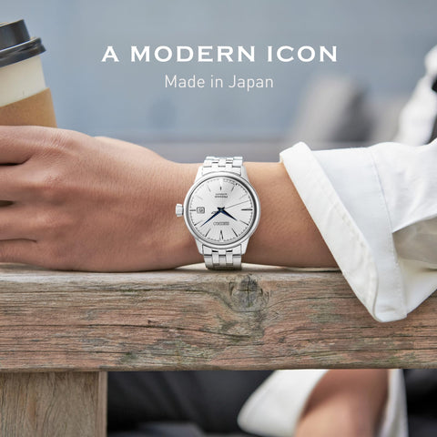 SEIKO SRPB77 Automatic Watch for Men - Presage Cocktail Time - Patterned Silver Dial with Gloss Finish, Date Calendar, 50m Water-Resistant SEIKO