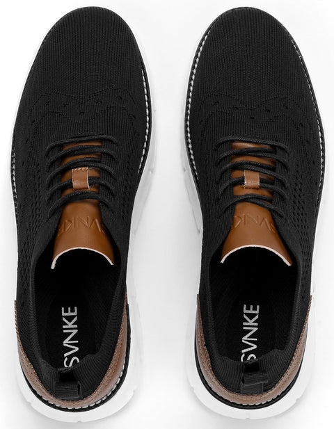 SVNKE Men's Fashion Dress Shoes Casual Oxfords Sneakers Business Breeze Tennis Comfortable Breathable Lightweight Walking Black 11.5