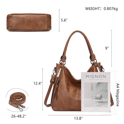 Large Purses for Women Shoulder Handbags Hobo Bags for Women (Brown) KL928