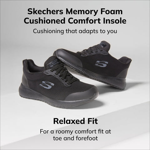 Skechers Women's Squad Sr Food Service Shoe, Black, 7